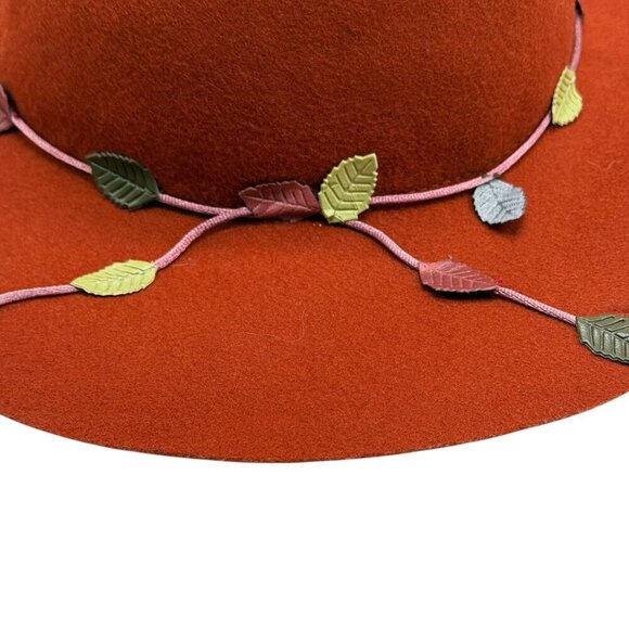 Vintage Banash Womens Hat 100 Wool Burnt Orange Leaves Packable - Picture 2 of 7